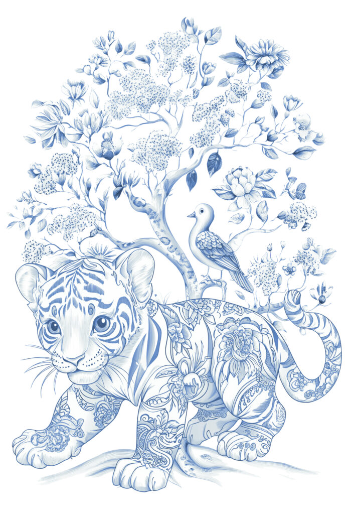 Panneau Couverture Toile de Jouy Tigre