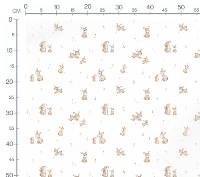 Tissu Imprimé Bebe Lapin avec Maman, 4 coloris et 10 tissus au choix – Image 3