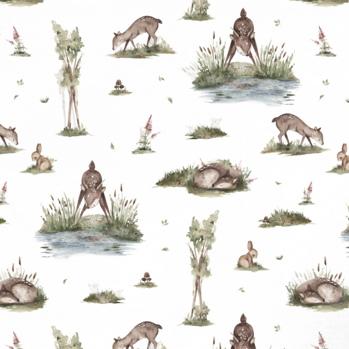 Tissu Imprimé Biche Minimaliste, 10 tissus au choix