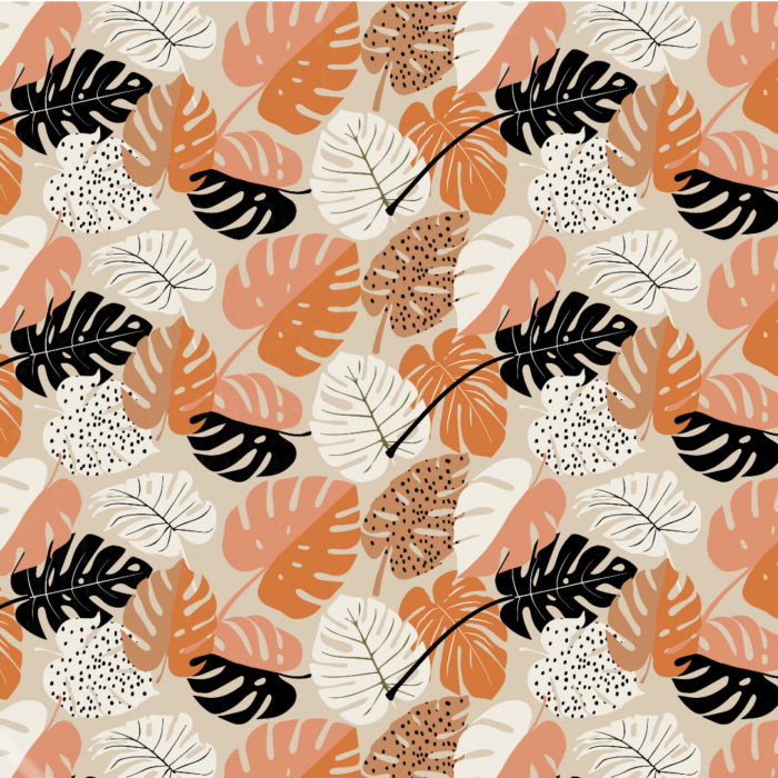 Tissu Imprimé Boho Feuilles Monstera, 10 tissus au choix
