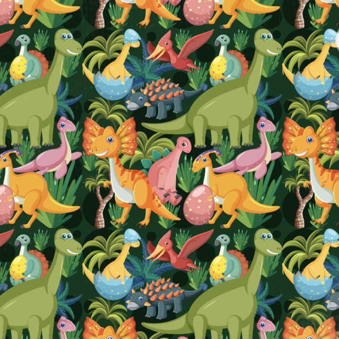 Tissu Imprimé Dinosaure Jungle Couleurs, 10 tissus au choix
