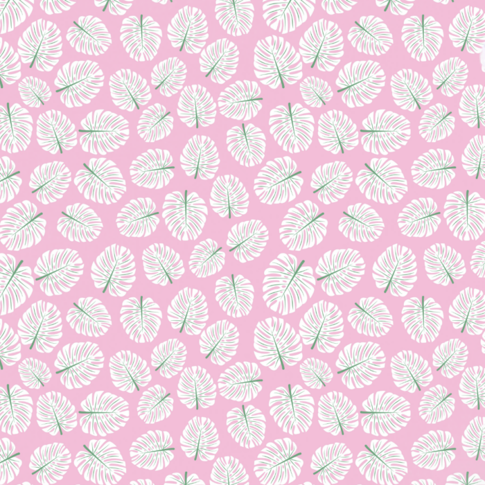 Tissu Imprimé Feuille Tropicale Fond Rose, 10 tissus au choix