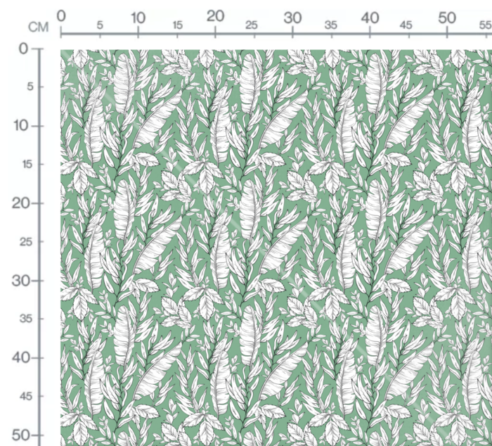 Tissu Imprimé Feuilles Bananier Vert Blanc, 10 tissus au choix – Image 3