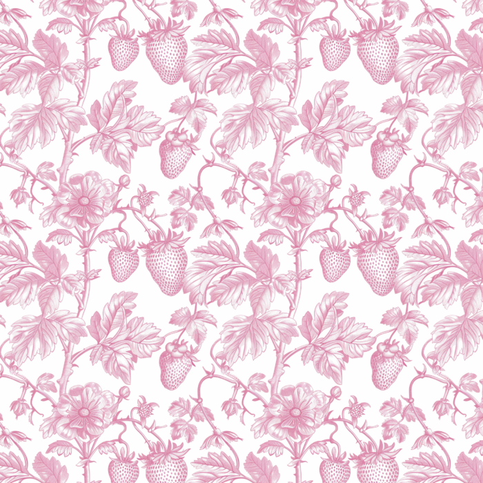 Tissu Inspiration Toile de Jouy Fraises Blanc, 11 tissus au choix