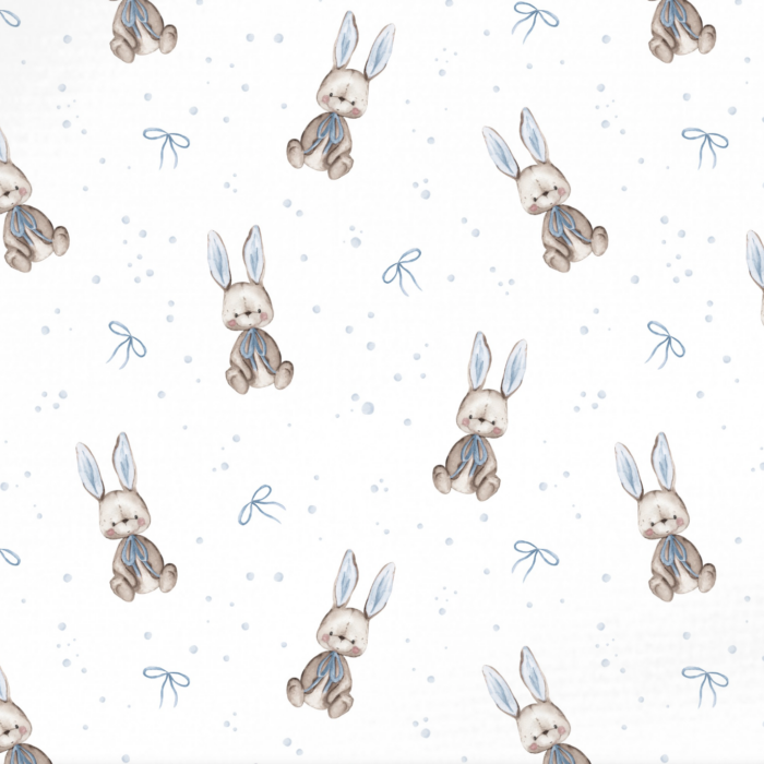 Tissu Imprimé Lapin Noeud Papillon Bleu, 10 tissus au choix