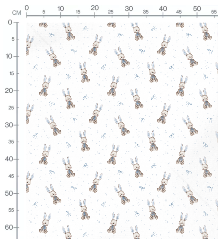 Tissu Imprimé Lapin Noeud Papillon Bleu, 10 tissus au choix – Image 2