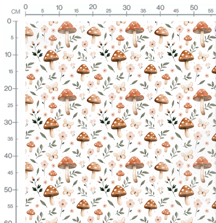 Tissu Imprimé Champignons Boho Fleurs, 10 tissus au choix – Image 2