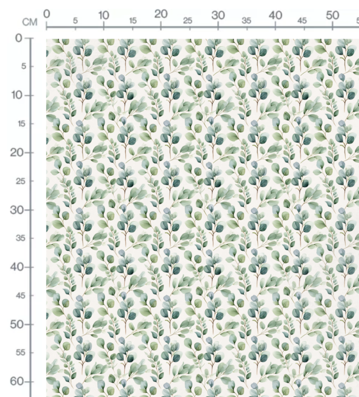 Tissu Imprimé Eucalyptus Feuilles Creme, 10 tissus au choix – Image 2