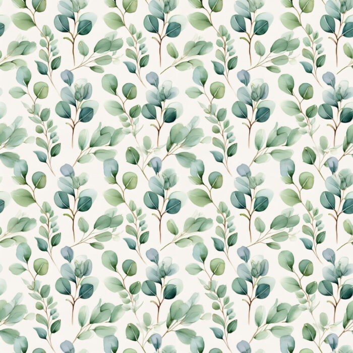 Tissu Imprimé Eucalyptus Feuilles Creme, 10 tissus au choix