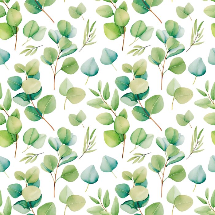 Tissu Imprimé Eucalyptus Feuilles Vert, 10 tissus au choix