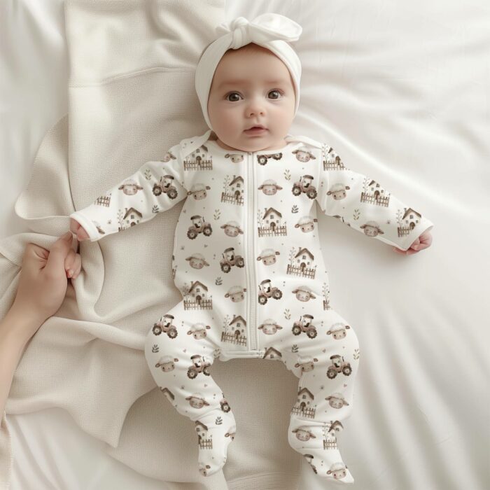 Tissu Imprimé Ferme Mouton Mignon, 10 tissus au choix – Image 3