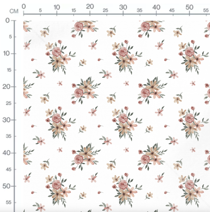 Tissu Imprimé Fleurs Blush Bouquet Blanc, 10 tissus au choix – Image 2