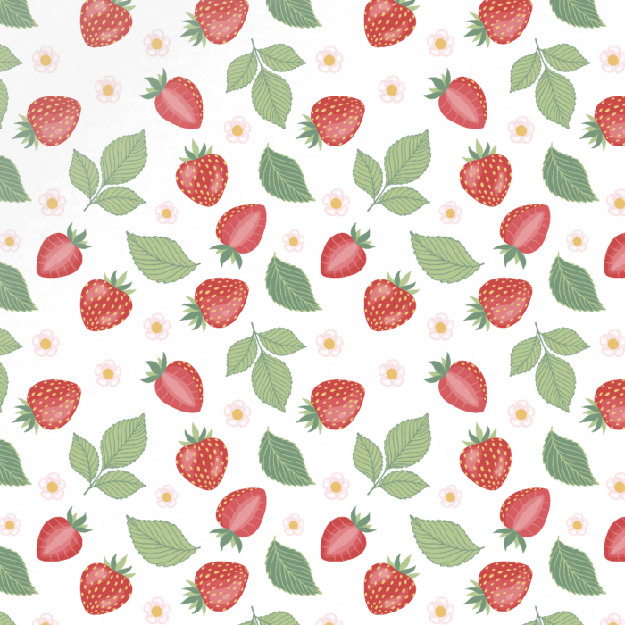 Tissu Imprimé Fraises et Feuilles, 10 tissus au choix