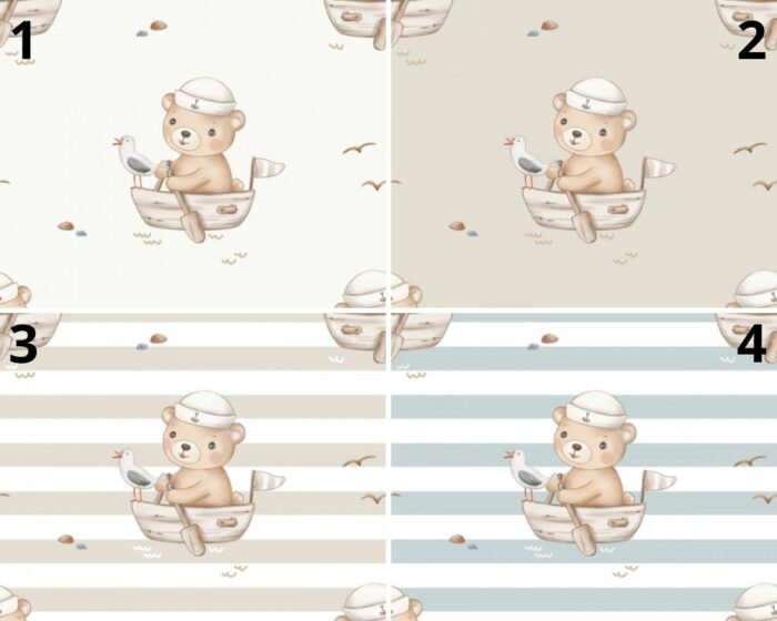 Tissu Imprimé Ourson Petit Bateau, 4 coloris et 10 tissus au choix – Image 2