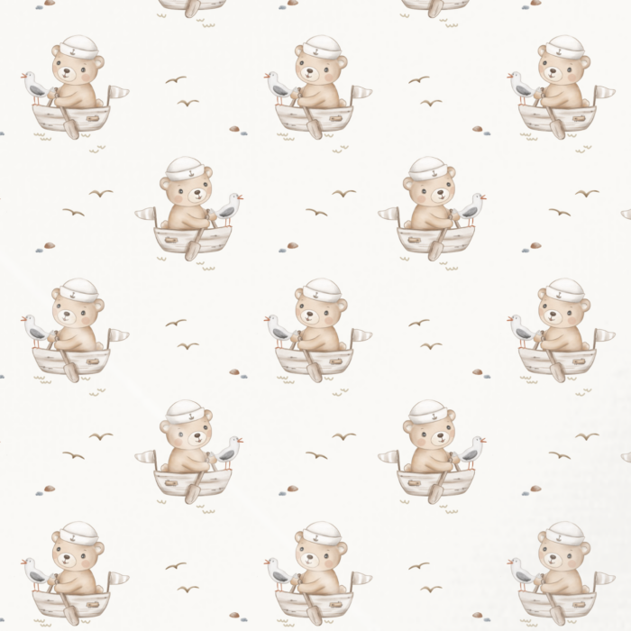 Tissu Imprimé Ourson Petit Bateau, 4 coloris et 10 tissus au choix