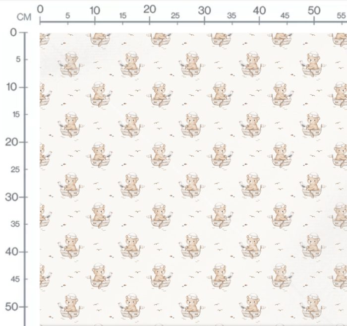 Tissu Imprimé Ourson Petit Bateau, 4 coloris et 10 tissus au choix – Image 3