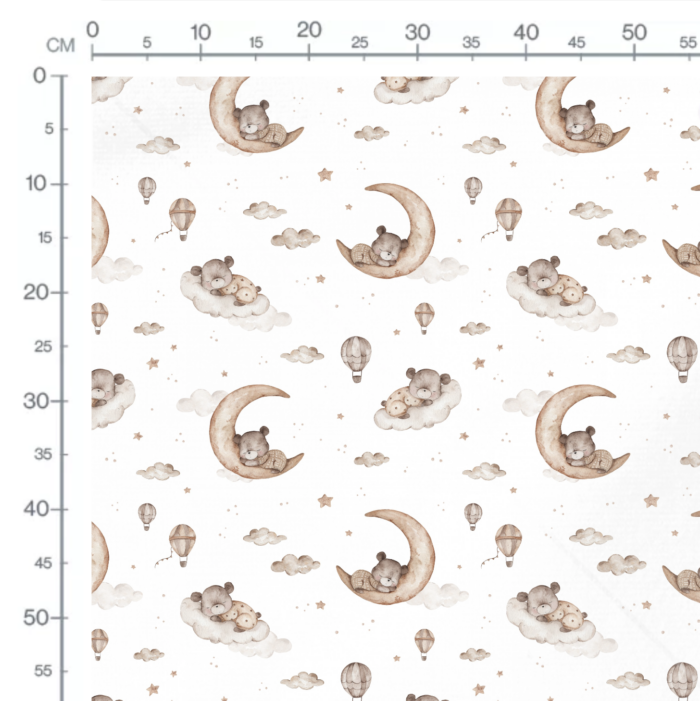 Tissu Imprimé Ourson Reveur, 10 tissus au choix – Image 2