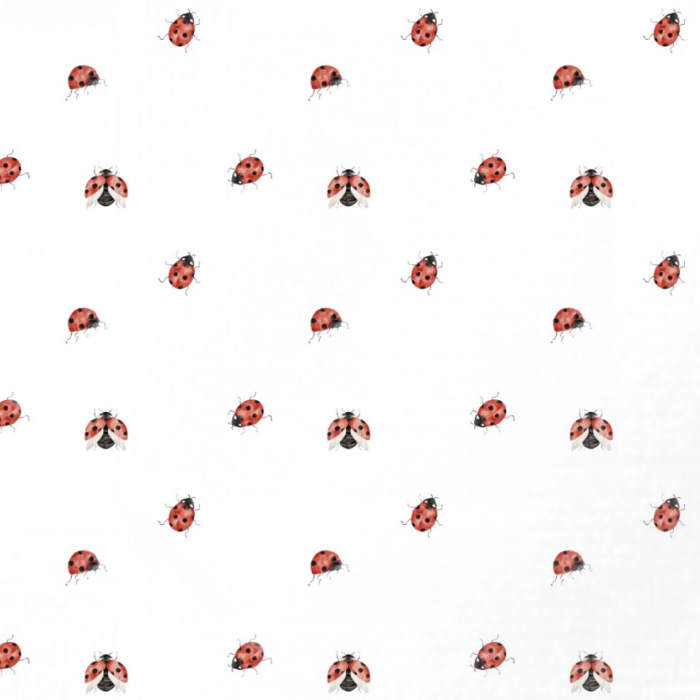 Tissu Imprimé Petite Coccinelle Blanc, 10 tissus au choix