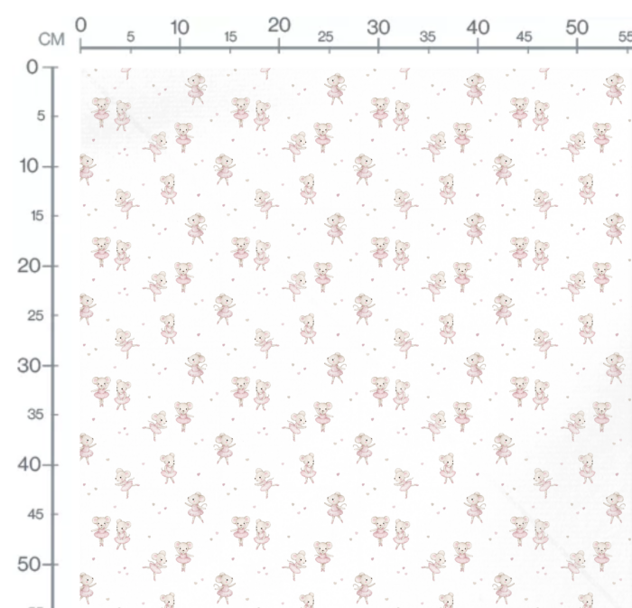 Tissu Imprimé Petite Souris Danse Blanc, 10 tissus au choix – Image 2