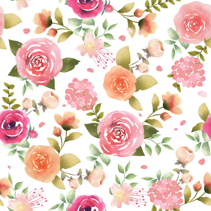 Tissu Imprimé Roses Aquarelle Printemps, 10 tissus au choix