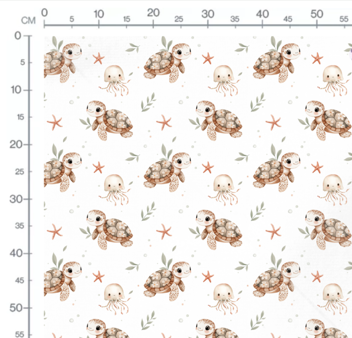 Tissu Imprimé Tortue Fleur Feuille, 10 tissus au choix – Image 2