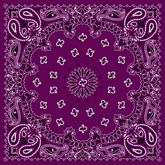 Tissu Imprimé Bandana Paisley 10 Prune Carré, 10 tissus au choix