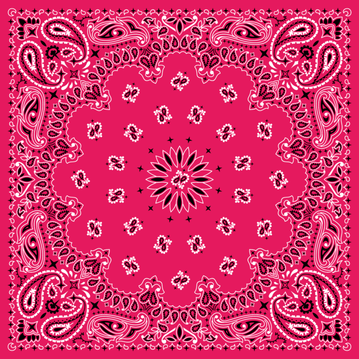 Tissu Imprimé Bandana Paisley 14 Framboise Carré, 10 tissus au choix