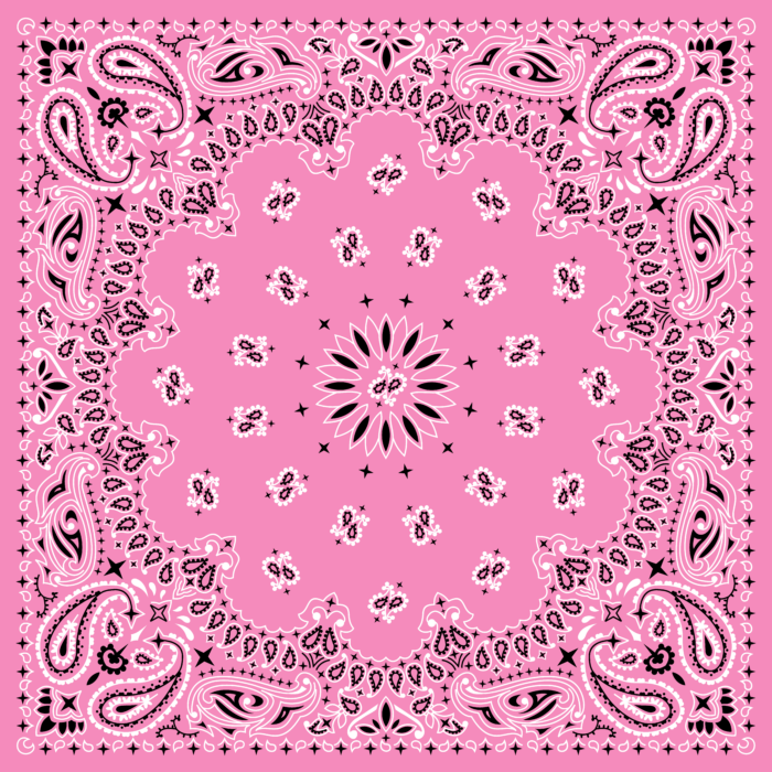 Tissu Imprimé Bandana Paisley 17 Rose Carré, 10 tissus au choix