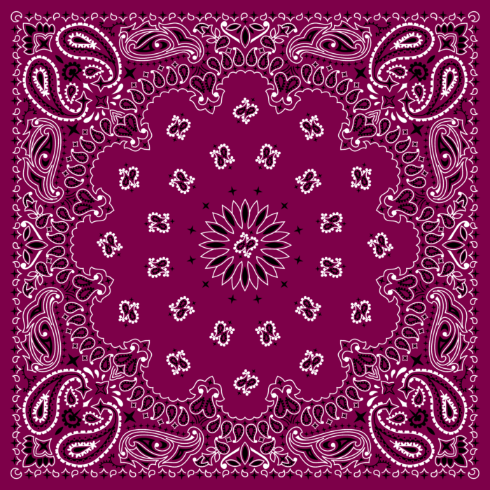 Tissu Imprimé Bandana Paisley 02 Bordeaux Carré, 10 tissus au choix