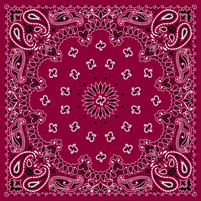 Tissu Imprimé Bandana Paisley 22 Sangria Carré, 10 tissus au choix