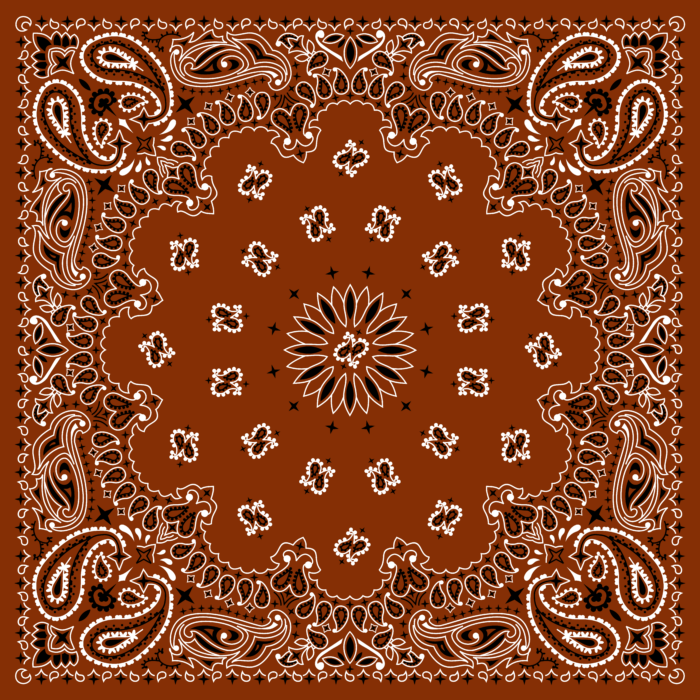 Tissu Imprimé Bandana Paisley 30 Marron Carré, 10 tissus au choix