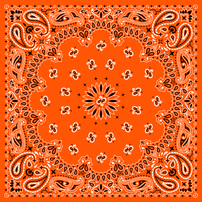 Tissu Imprimé Bandana Paisley 35 Orange Carré, 10 tissus au choix