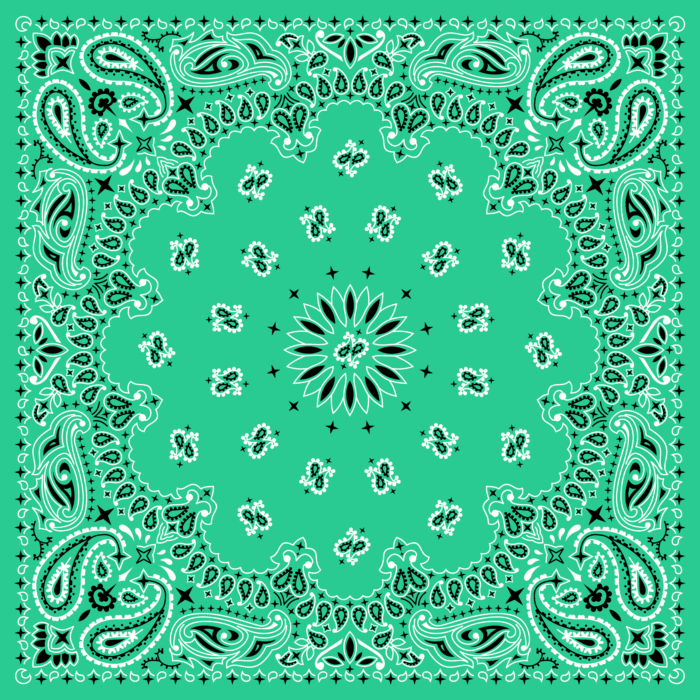 Tissu Imprimé Bandana Paisley 54 Vert d'Eau, 10 tissus au choix