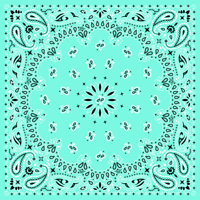 Tissu Imprimé Bandana Paisley 57 Turquoise Carré, 10 tissus au choix