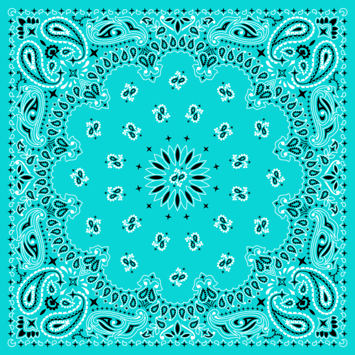 Tissu Imprimé Bandana Paisley 59 Bleu Vert, 10 tissus au choix
