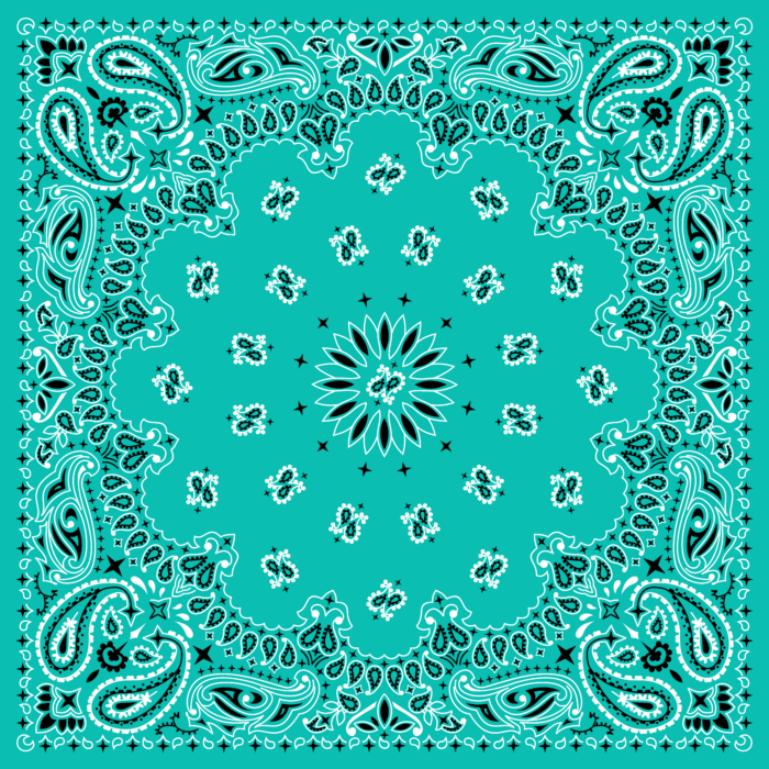 Tissu Imprimé Bandana Paisley 60 Vert Turquoise, 10 tissus au choix