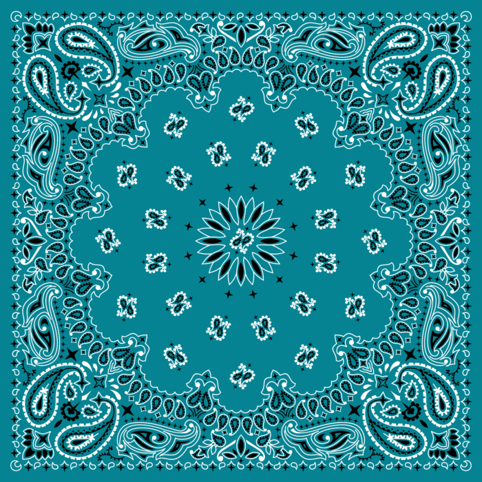 Tissu Imprimé Bandana Paisley 61 Bleu Canard, 10 tissus au choix