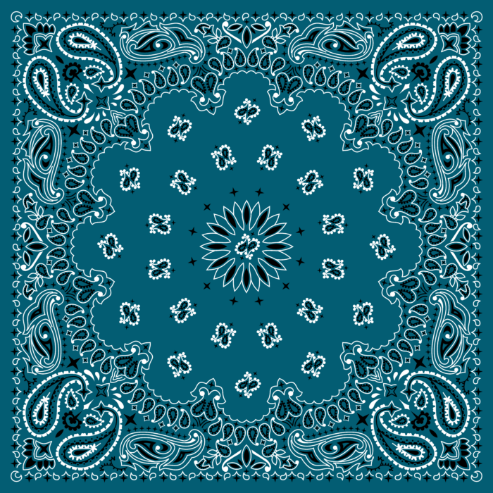 Tissu Imprimé Bandana Paisley 62 Ocean Carré, 10 tissus au choix