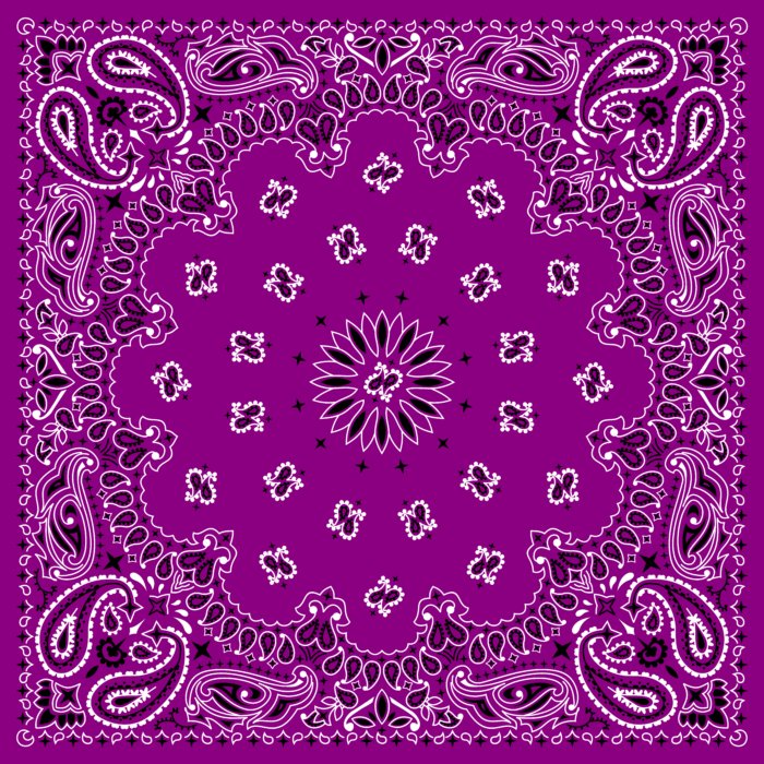 Tissu Imprimé Bandana Paisley 09 Violine Carré, 10 tissus au choix