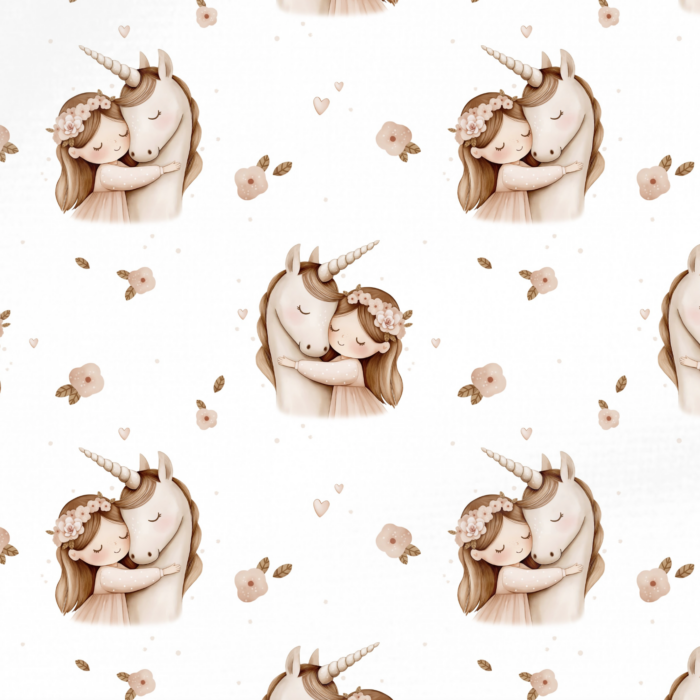 Tissu Imprimé Licorne Câlin Douceur, 10 tissus au choix