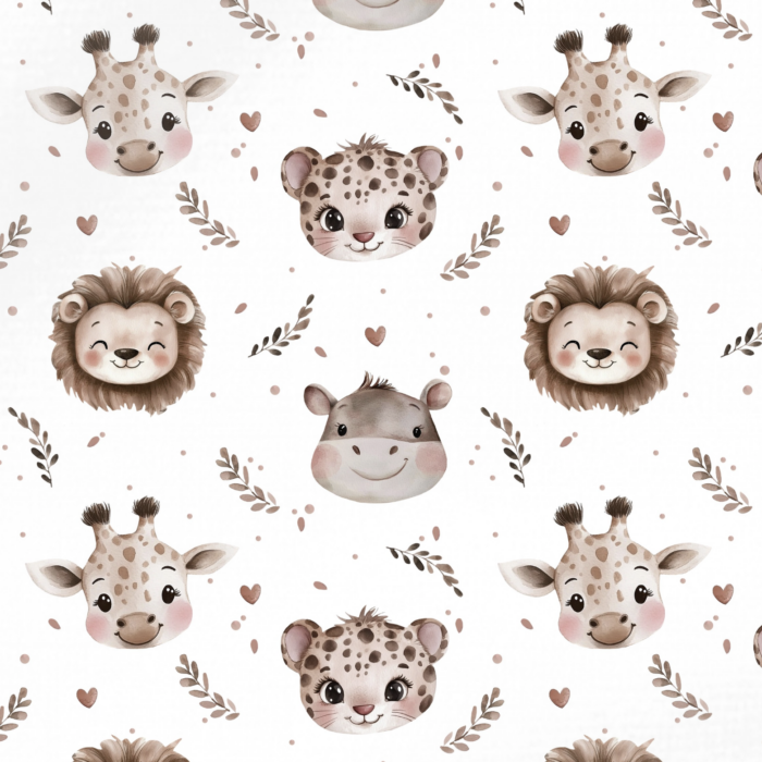 Tissu Imprimé Animaux de la Jungle Love, 10 tissus au choix
