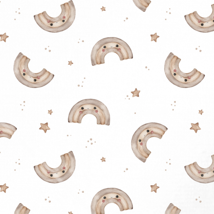 Tissu Imprimé Arc-en-ciel Mignon Boho Blanc, 10 tissus au choix