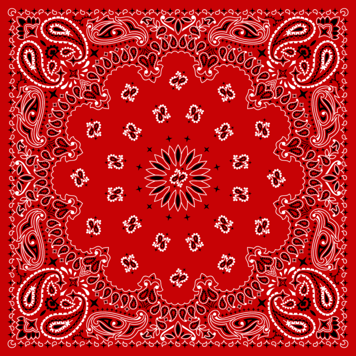 Tissu Imprimé Bandana Paisley 27 Rouge Carré, 10 tissus au choix