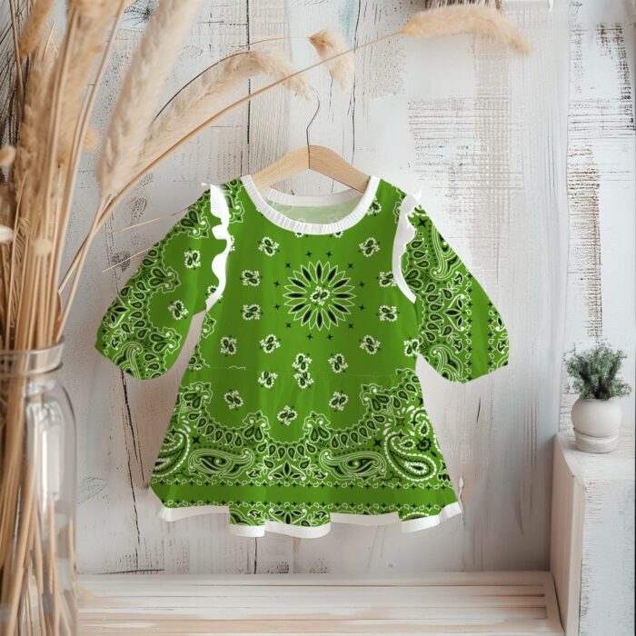 Tissu Imprimé Bandana Paisley 48 Vert Carré, 10 tissus au choix – Image 3