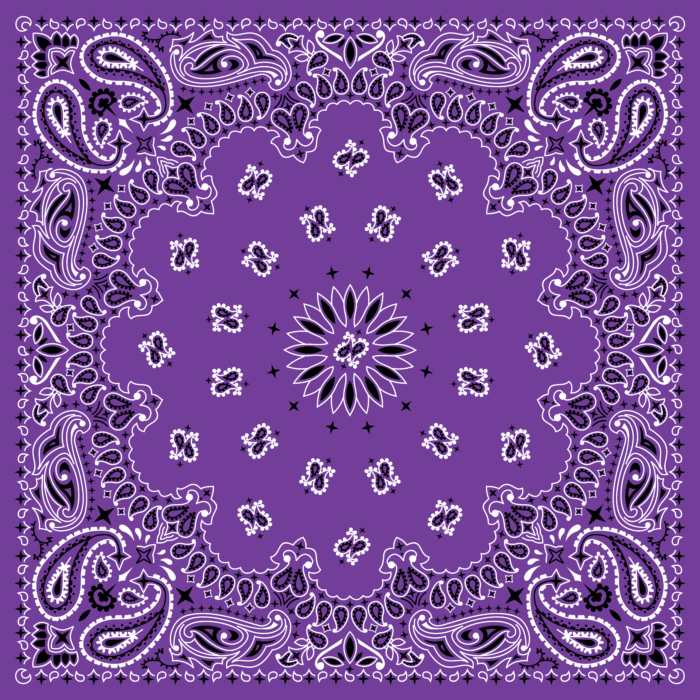 Tissu Imprimé Bandana Paisley 06 Violet Carré, 10 tissus au choix