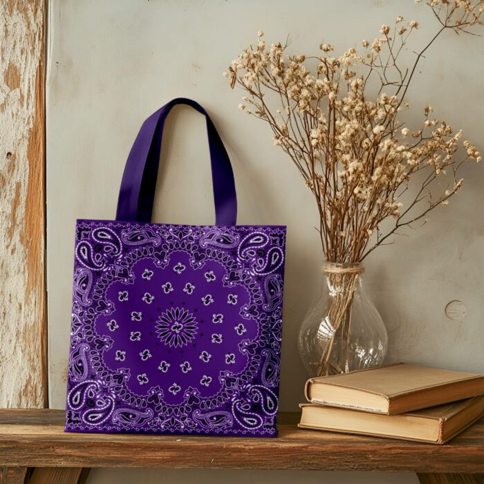 Tissu Imprimé Bandana Paisley 06 Violet Carré, 10 tissus au choix – Image 3