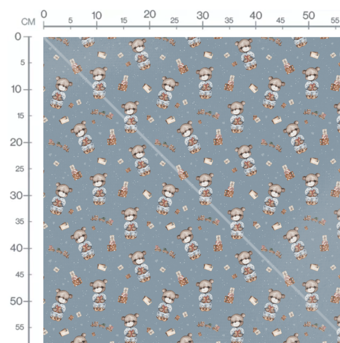 Tissu Imprimé Cadeau de Noel Ourson Bleu, 10 tissus au choix – Image 2