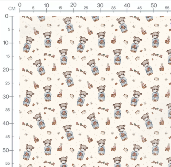Tissu Imprimé Cadeau de Noel Ourson Crème, 10 tissus au choix – Image 2