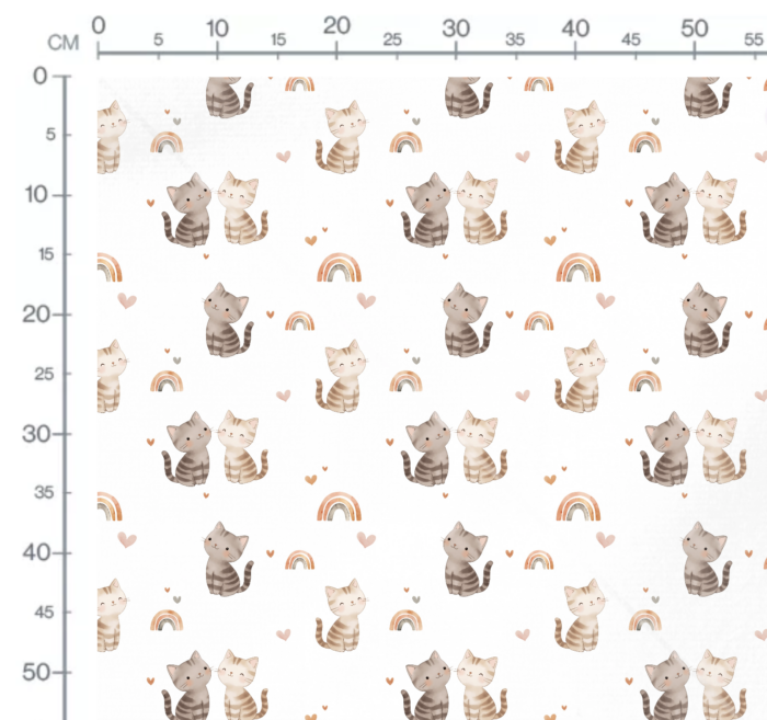 Tissu Imprimé Chatons Arc-en-ciel Blanc, 10 tissus au choix – Image 2