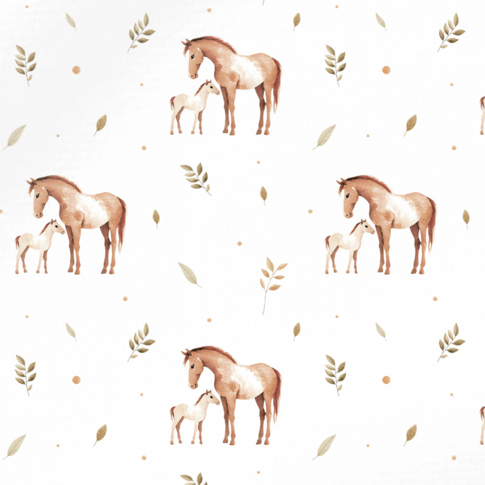 Tissu Imprimé Cheval Maman Et Bébé, 10 tissus au choix